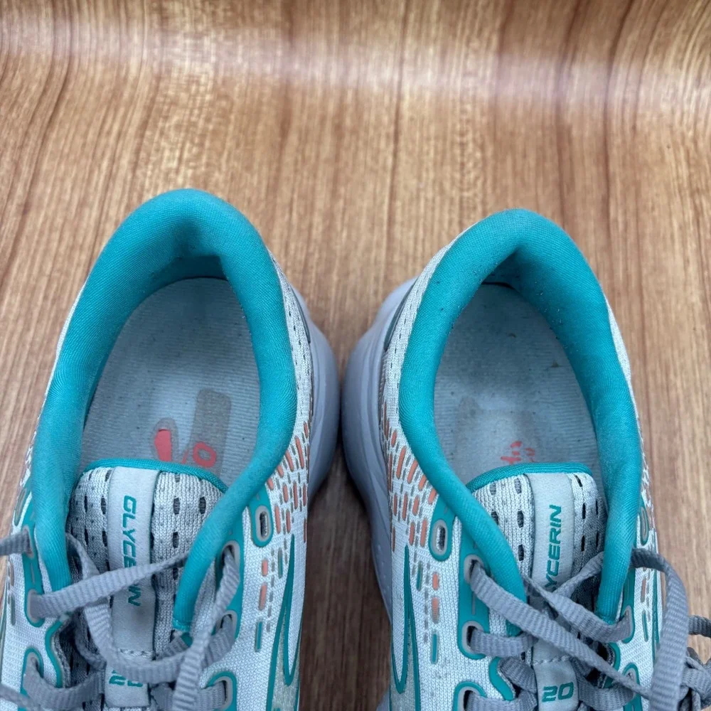 Brooks Glycerin 20‎ Running Shoes Womens 10 Grey Green Peach Good 1203691B061